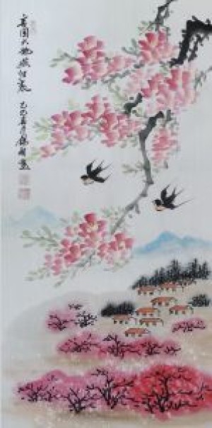 画家范锡开作品—春回大地燕归来