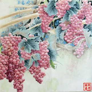 秦薇工笔葡萄作品