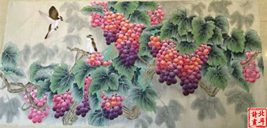 秦薇工笔葡萄作品
