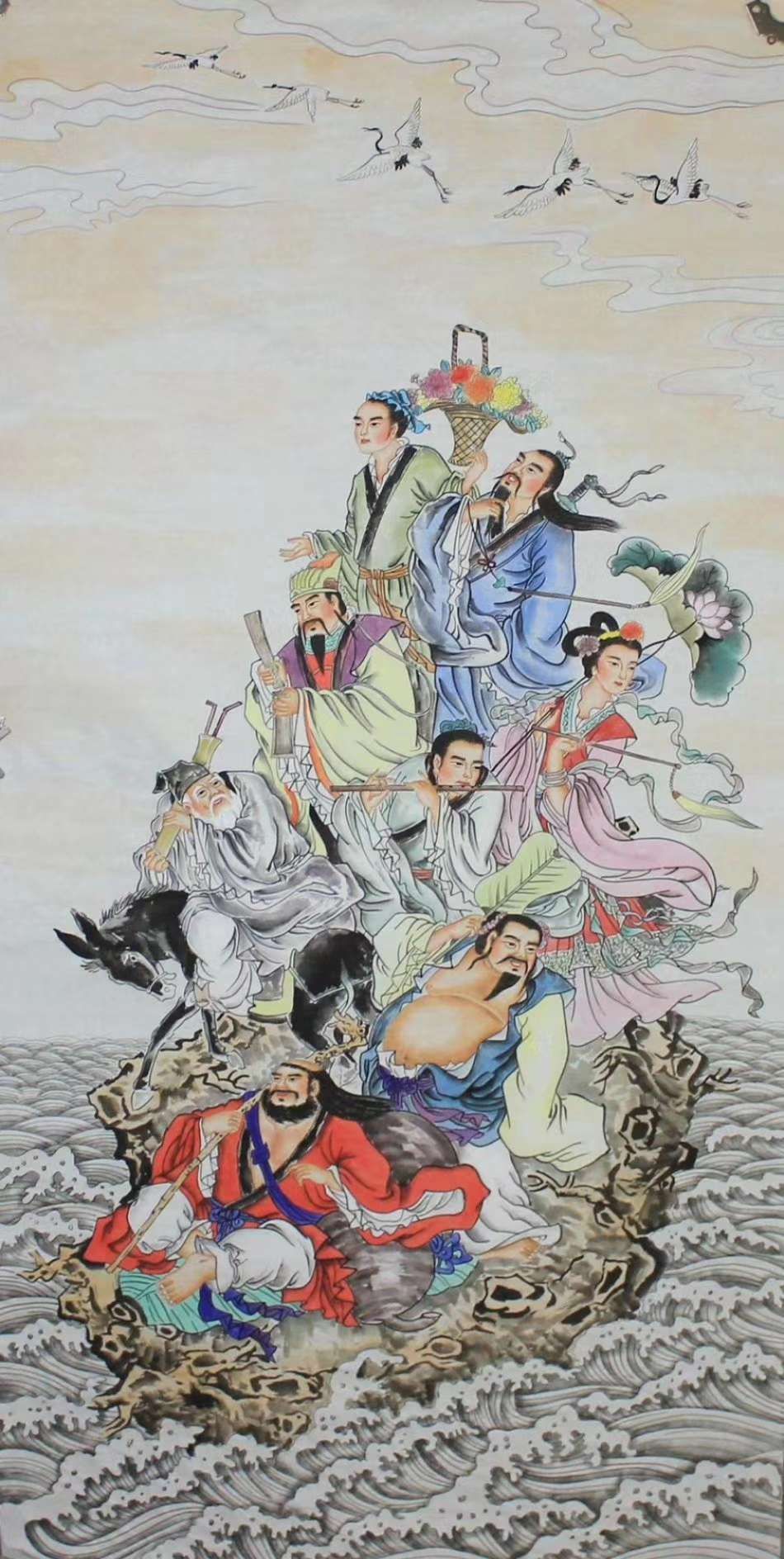 韦绍明作品—八仙过海,三星高照