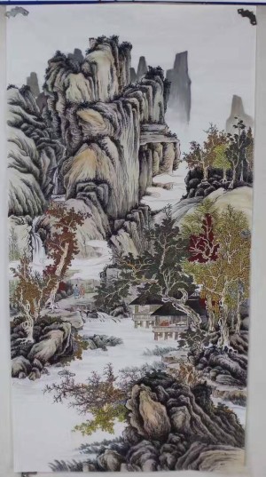 画家王慧四尺古意山水（竖幅）