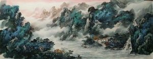 周卫红泼彩山水作品（小六尺）