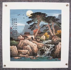 张月岗山水力作：月是故乡明（四尺斗方）
