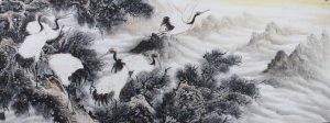 韦绍明作品：松鹤延年（小六尺）