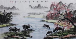 画家高慧作品：福牛图（四尺整张）