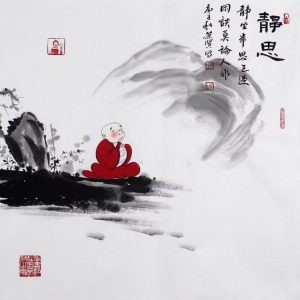张箫贤作品：静观世事浮沉（禅意画）