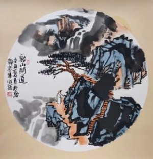 吴明龙山水作品—溪山问道（辛丑年）