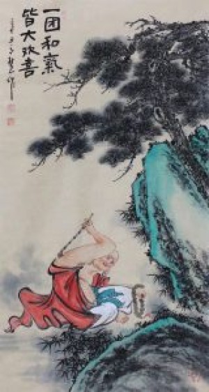画家高慧作品：笑口常开，紫气东来
