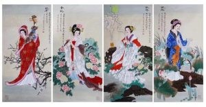 画家高慧作品：四美人图
