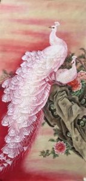 王修涛作品：吉祥如意（工笔孔雀）