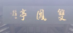 吴明龙书法：双凤亭与鱼响亭（南京中山植物园）