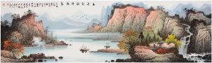 张月岗国画作品：山水清音（小六尺）