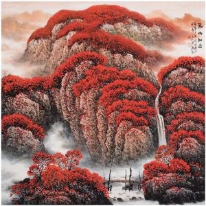 张月岗山水作品—万山红遍