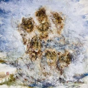 著名画家汤卫明作品—七匹狼（野性的呼唤）