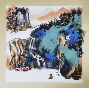 书画家吴明龙作品—泼彩山水
