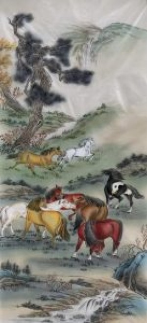 画家王修涛作品—八骏图