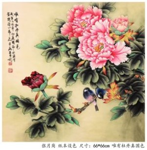 张月岗工笔花鸟力作—鸟语花香