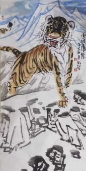 吴明龙画虎—雪域王者