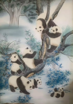 王修涛作品——国宝图（绢本熊猫）