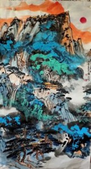 画家吴明龙作品即将亮相2019北京艺术博览会（泼彩山水系列）