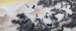 韦绍明作品:松鹤延年(小六尺)