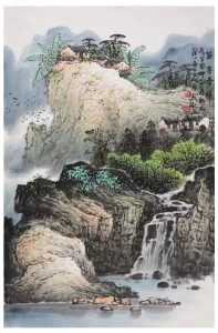 张月岗国画作品：太行山系列（四尺三开）