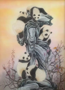 王修涛作品——国宝图（绢本熊猫）