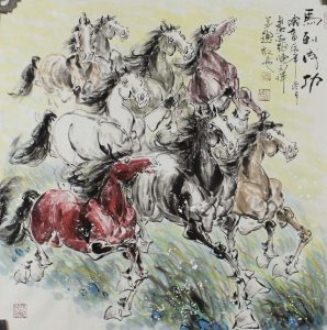 陈天祥作品—八骏图（四尺斗方）